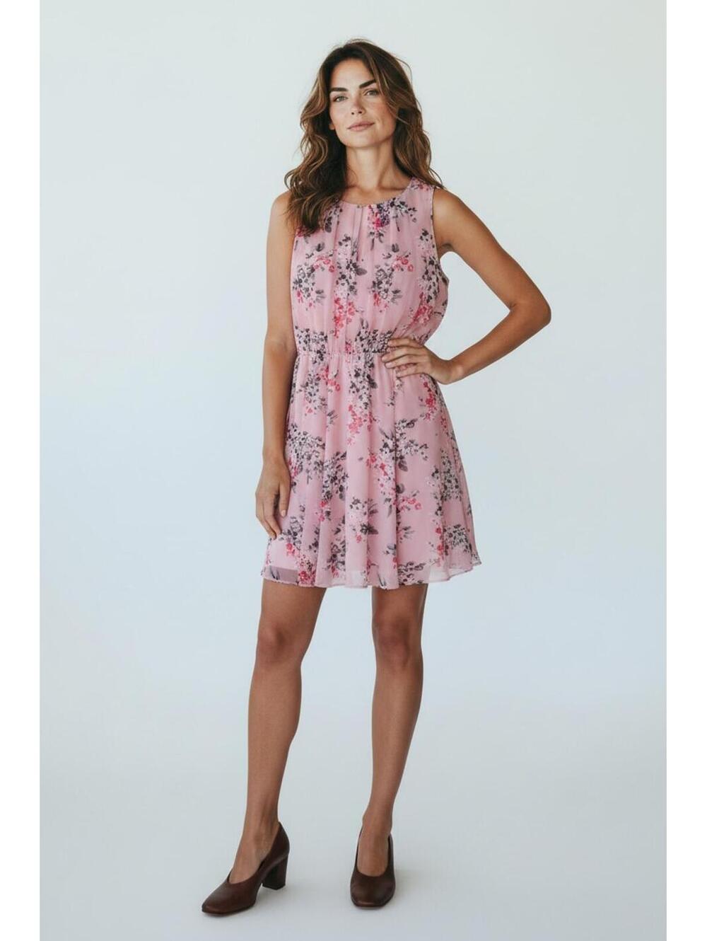 White House Black Market Pink Floral Sleeveless Dress Size 6